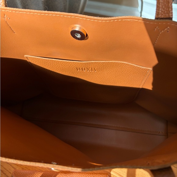 Hoxis Minimalist Clean Cut Tote Camel Color ShoulderHandbag Pebbled Faux Leather - Picture 10 of 13